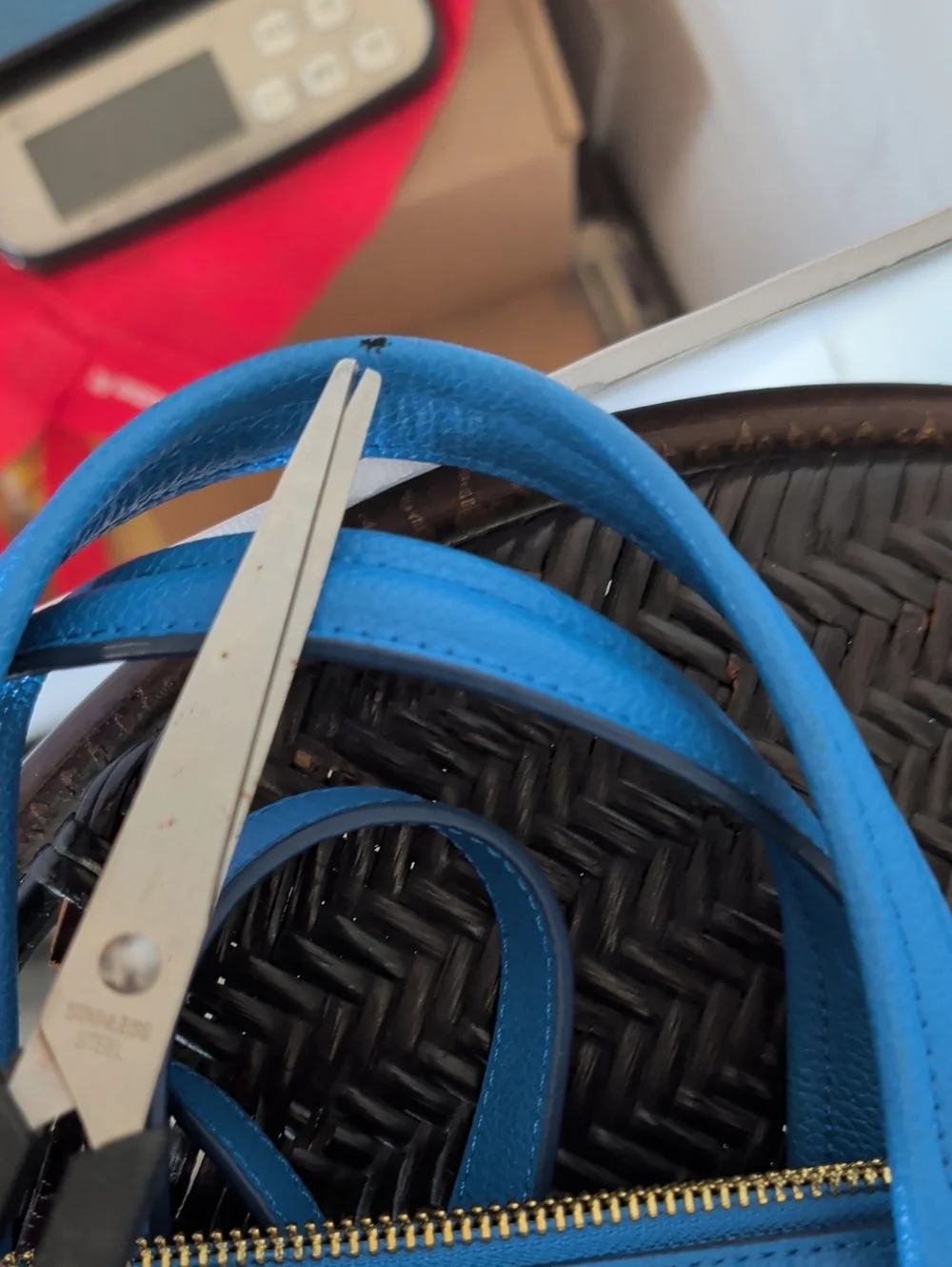 Ora Delphine Blue Pebbled Leather Crossbody Bag Gold Tone Hardware